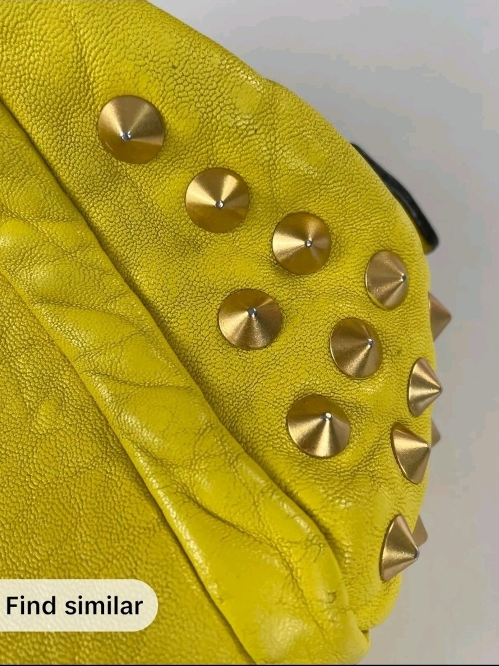 Authentic Mcm Yellow Studded Leather Women’s Shoulder Bag